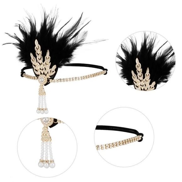 5PCS 1920s Accessories Flapper Great Gatsby Vintage Retro Costume Set NEW - Picture 3 of 16